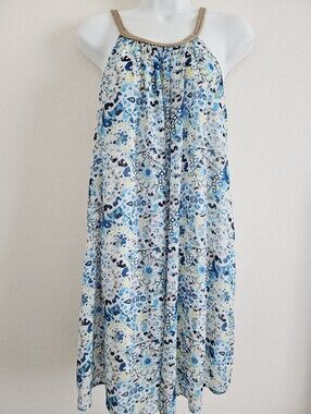 🆑️3/$15 Charming Charlie Flowy Midi Summer Blue Flowy Dress SZ Small